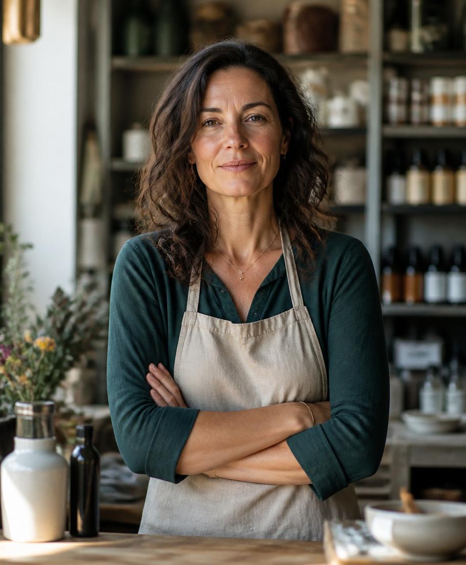 Portrait of a shop owner standing behind their counter
